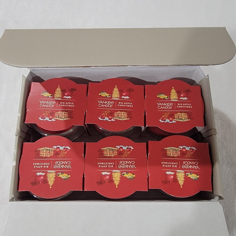 Lot of 6 Yankee Candle BIG APPLE CHRISTMAS Mini Single Jars Candles 1.3 oz x 6